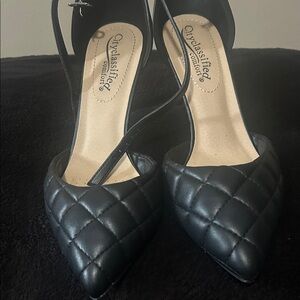 Cityclassified Black Quilted Slingback Heels